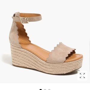 J. Crew- Suede Scalloped wedge espadrille
